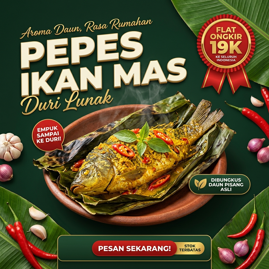 Pepes Ikan Mas Duri Lunak
